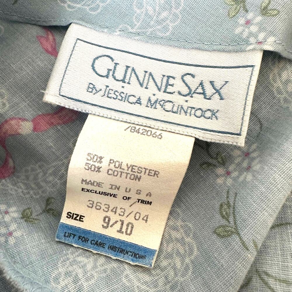 Vintage 80s Gunne Sax by Jessica McClintock Floral Lace Bow Midi Dress Size 9/10 - Picture 3 of 11